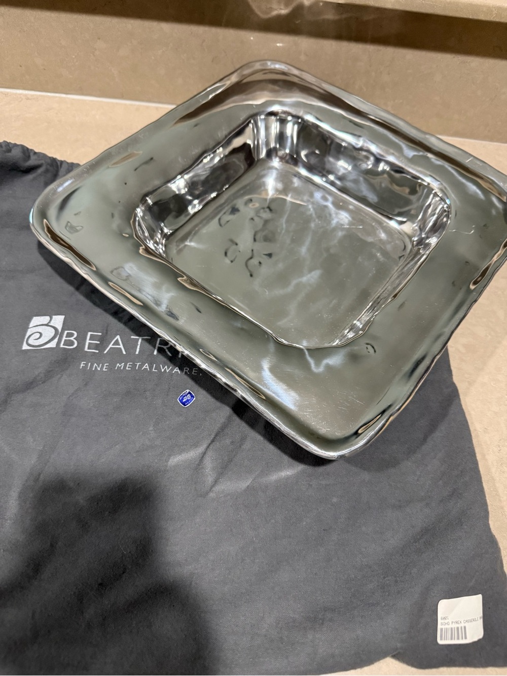 Beatriz ball Square Metal Bowl serving dish- Silver